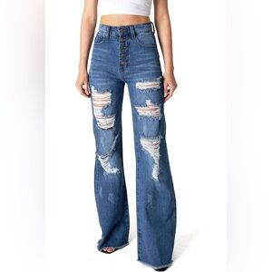 Vibrant Classic Blue Wide Leg Jeans
